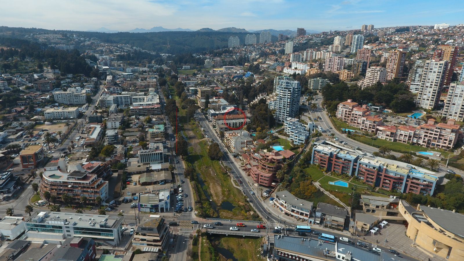 Calles de Viña del Mar, vista aérea
