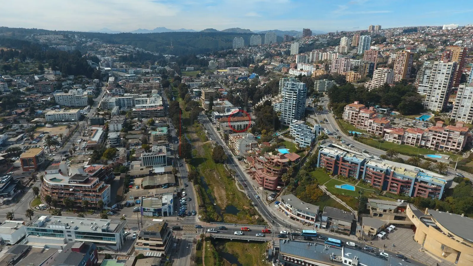 Calles de Viña del Mar, vista aérea