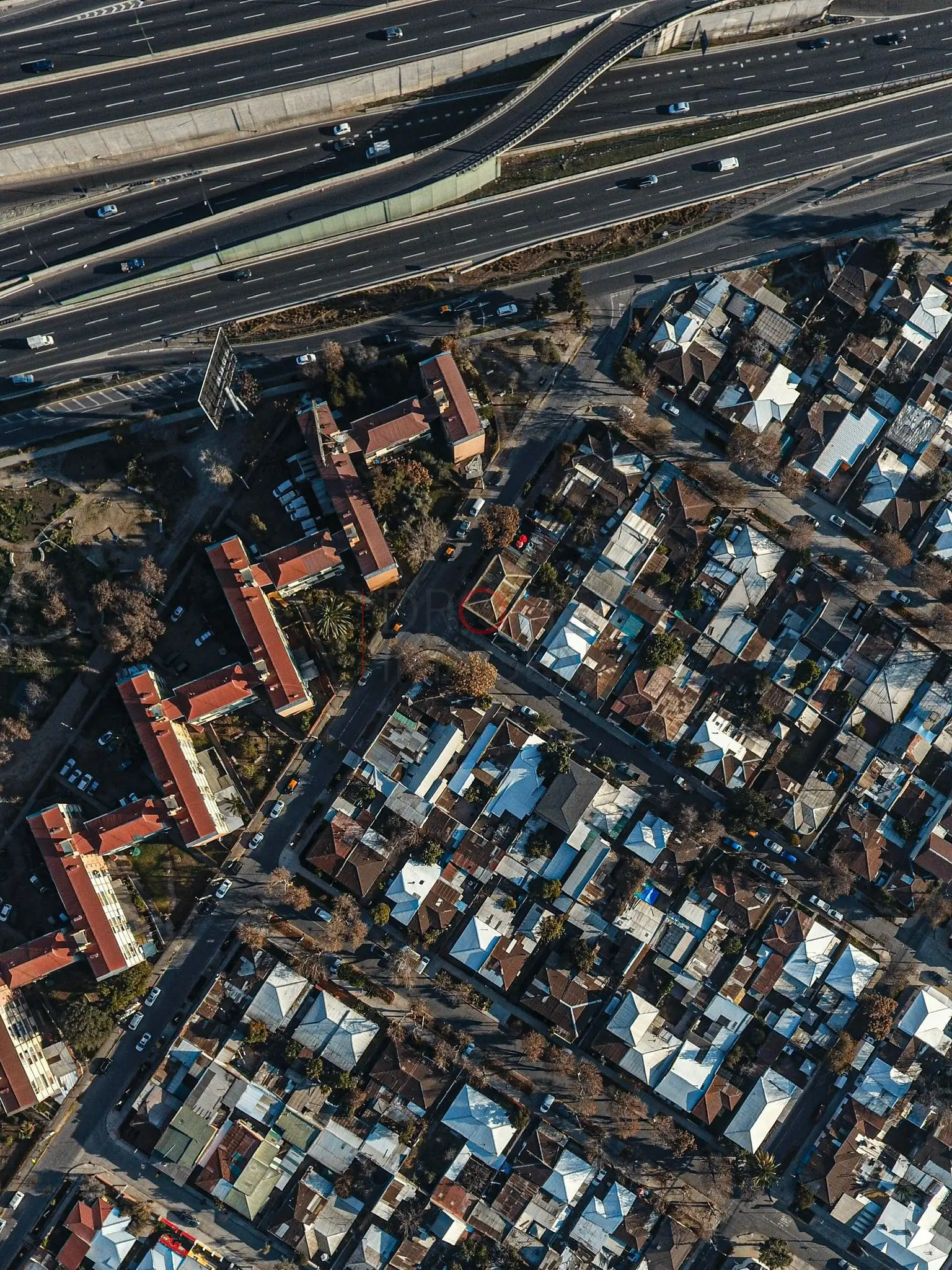 Barrio de casas y blocks · vista cenital