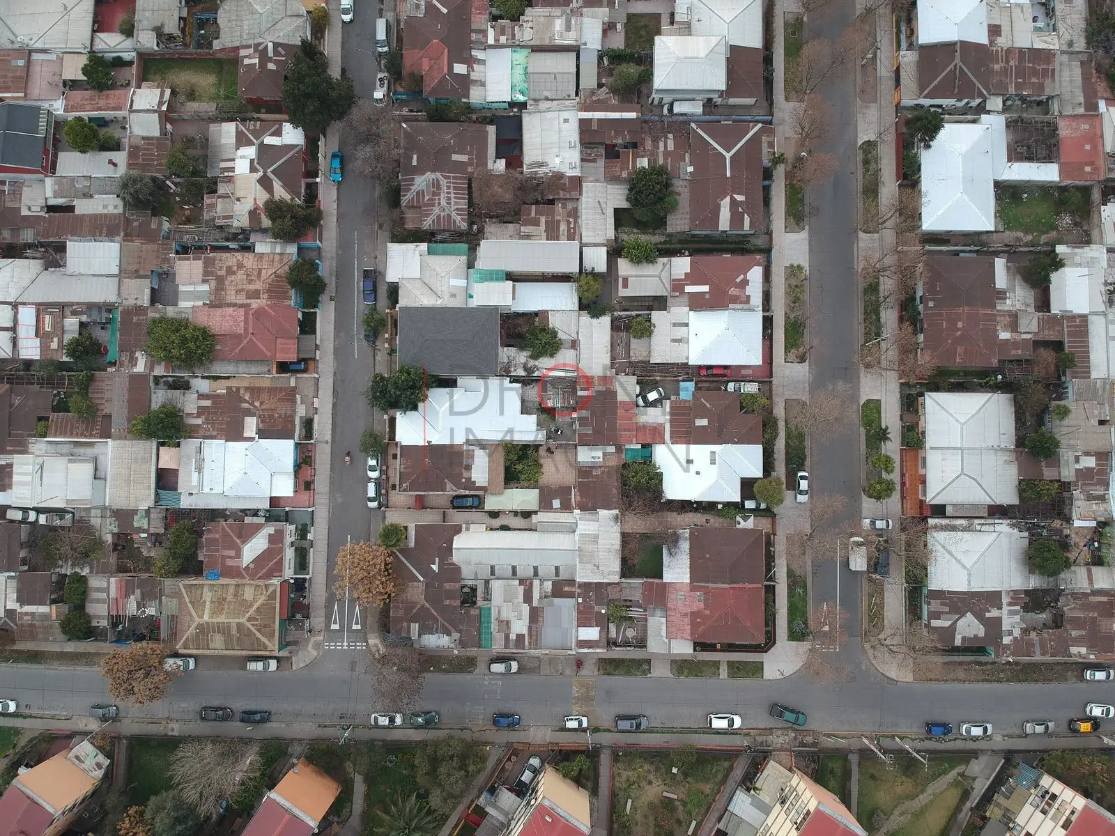 Manzanas y techos de un barrio, Independencia — Santiago, Chile